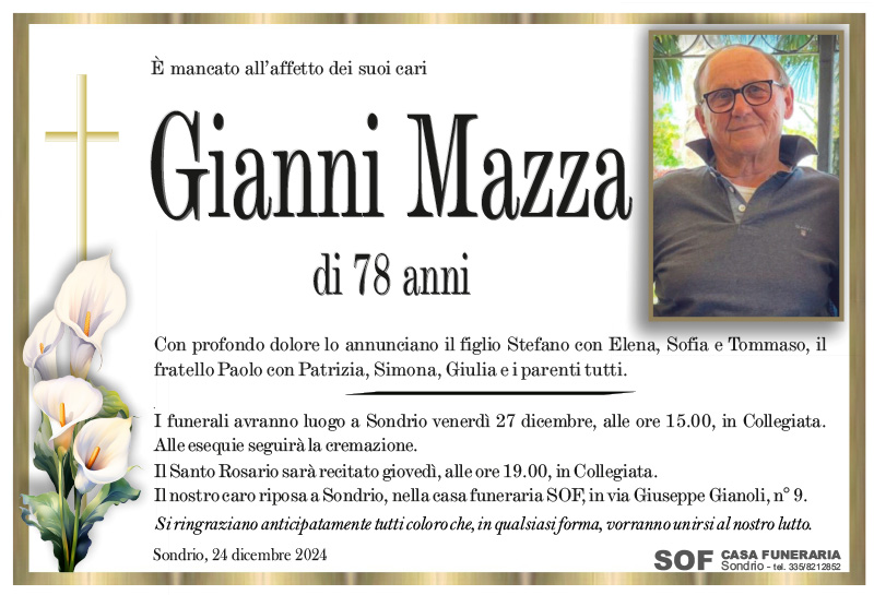 necrologio Mazza Gianni