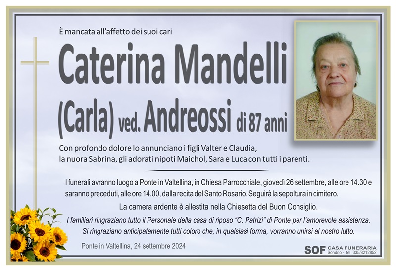 necrologio Mandelli Caterina