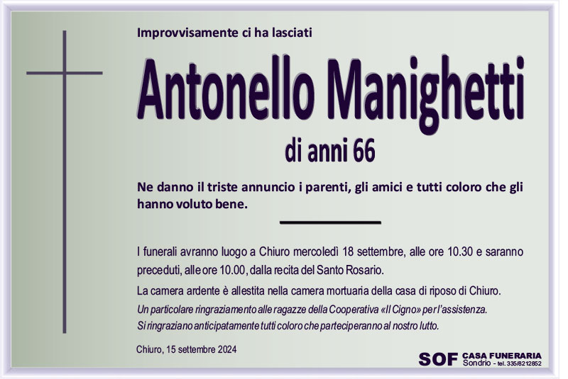 necrologio Manighetti Antonello