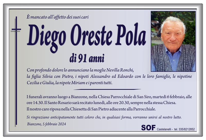 necrologio Pola Diego Oreste