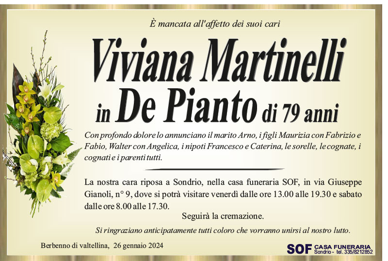 necrologio Martinelli Viviana
