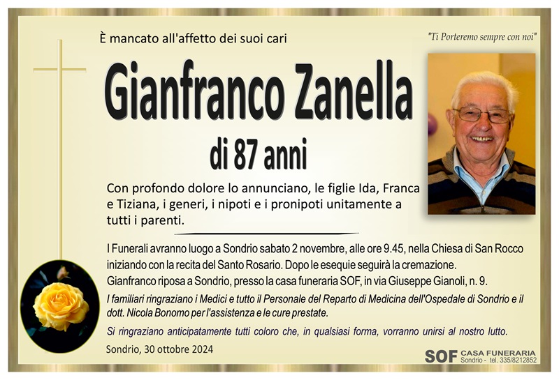 necrologio Zanella Gianfranco