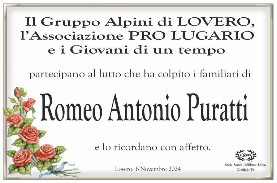 gruppo alpini pro lugario e giovani di un tempo x def. puratti romeo antonio