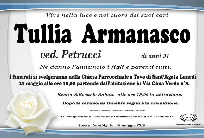 necrologio Armanasco Tullia