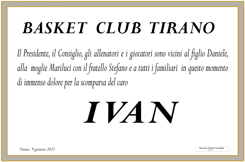 Basket Club Tirano per Missarelli Ivan