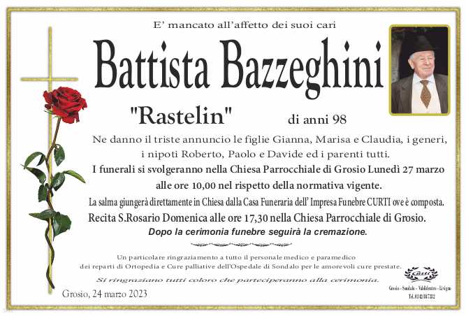 necrologio bazzeghini battista classe 1924