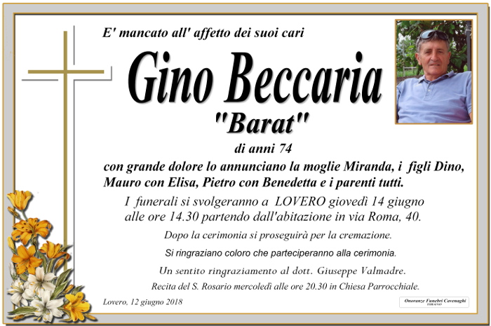 Necrologio Beccaria Gino