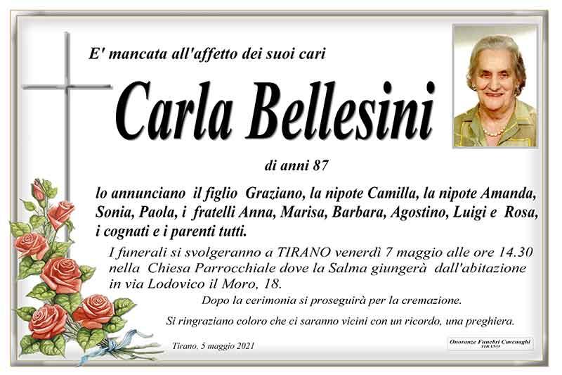 necrologio Bellesini Carla
