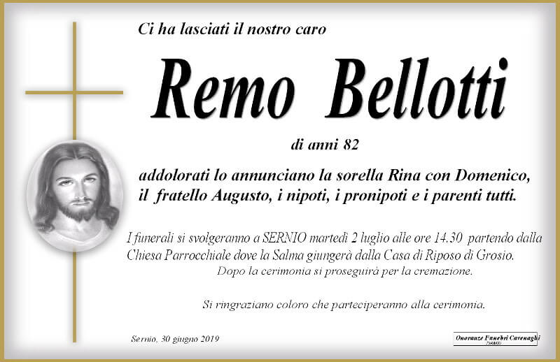 necrologio Bellotti Remo