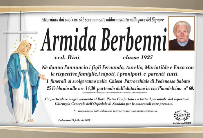 necrologio Berbenni Armida