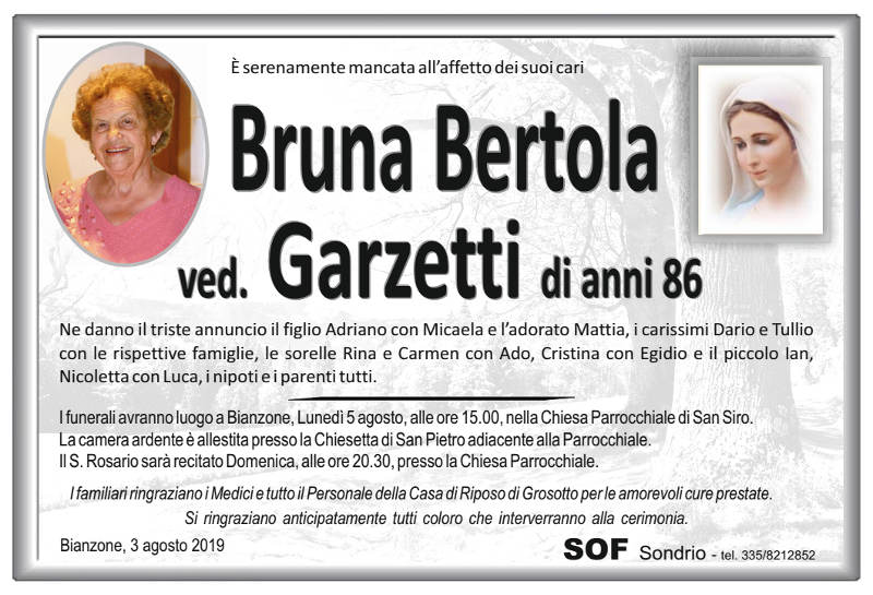 necrologio Bertola Bruna