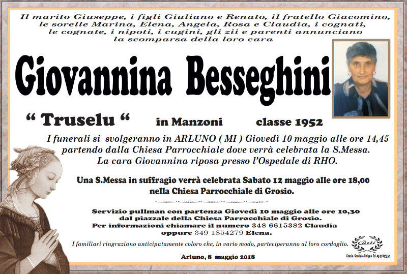 necrologio Besseghini Giovannina