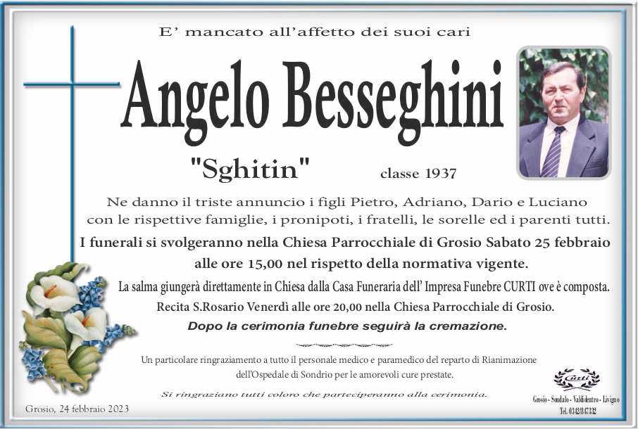 NECROLOGIO BESSEGHINI ANGELO CLASSE 1937