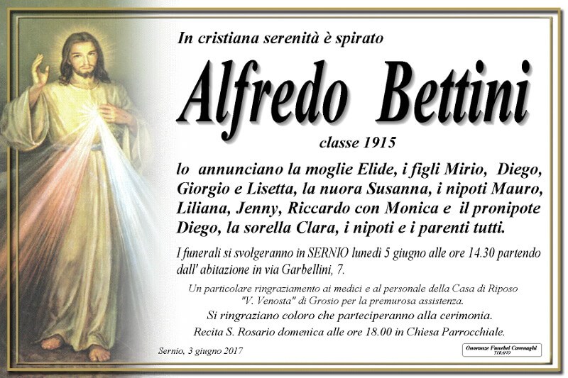 Bettini Alfredo necrologio