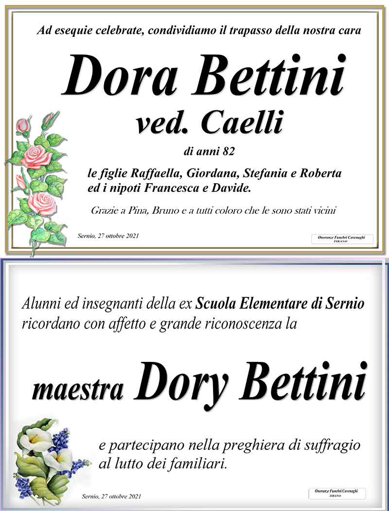 /necrologio Bettini Dora