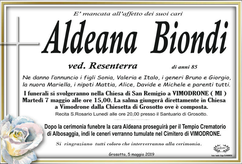 necrologio Biondi Aldeana