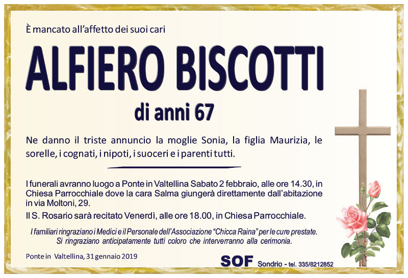 necrologio Biscotti Alfiero