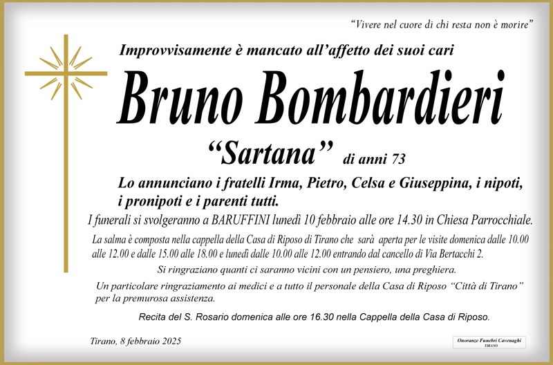 Necrologio Bombardieri Bruno