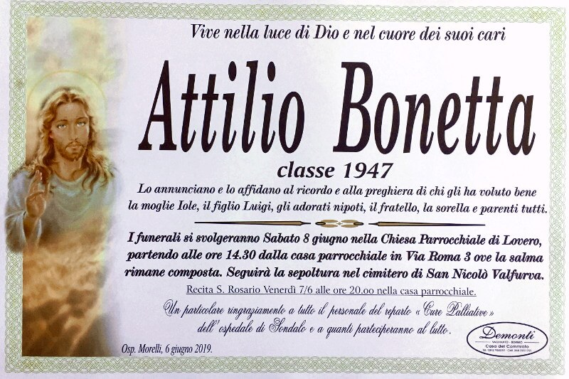 necrologi Bonetta Attilio