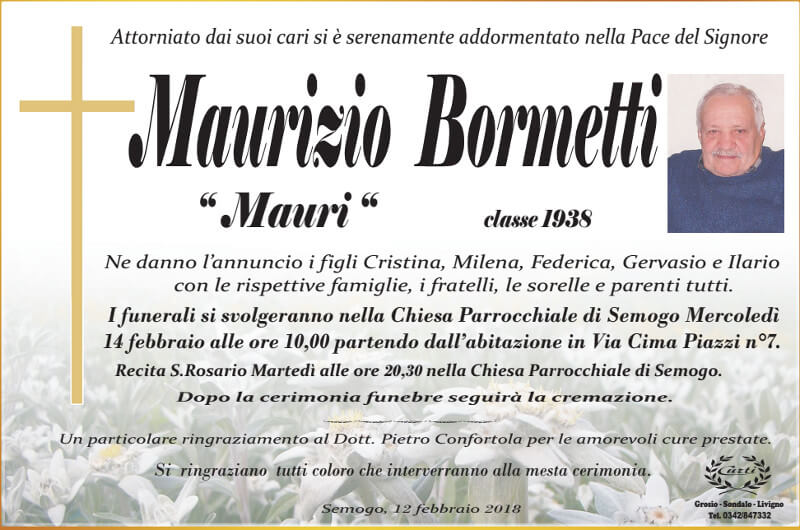 necrologio Bormetti Maurizio