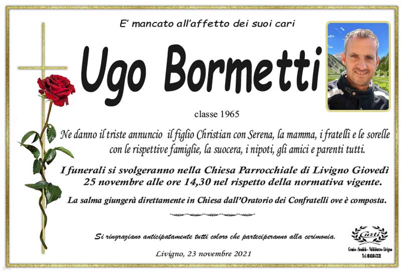 necrologio Bormetti Ugo