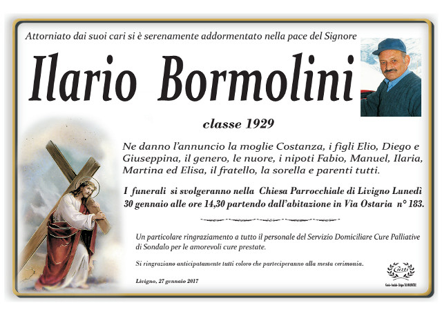 Necrologio Bormolini Ilario