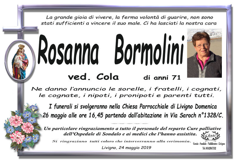 necrologio1 Bormolini Rosanna