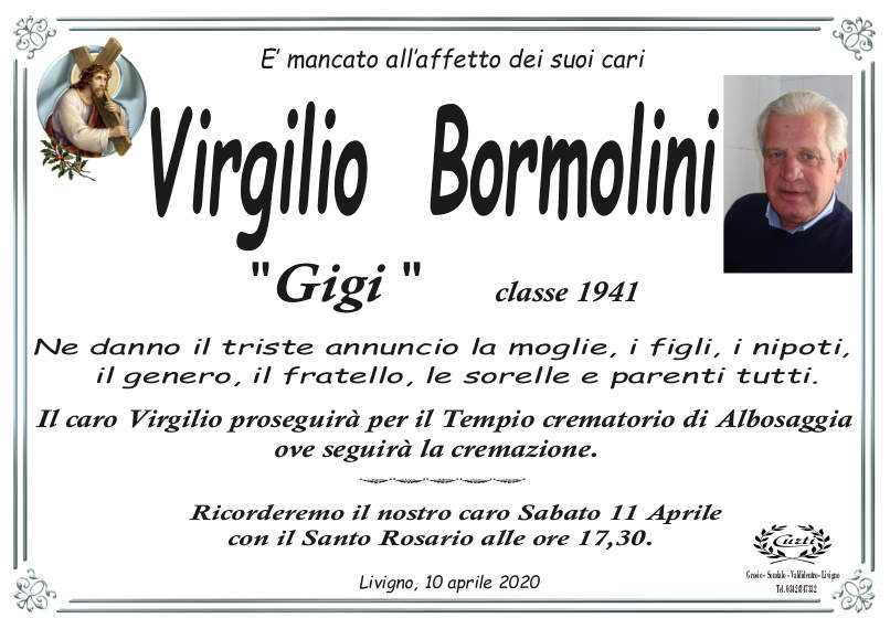 necrologio Bormolini Virgilio