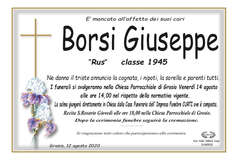 necrologio Borsi Giuseppe