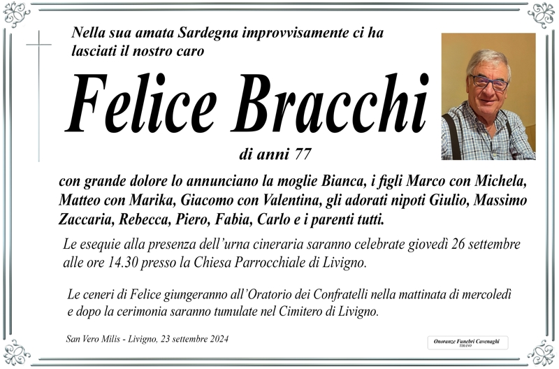 Necrologio Bracchi Felice