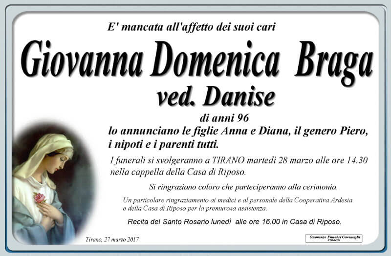 necrologio Braga Giovanna Domenica