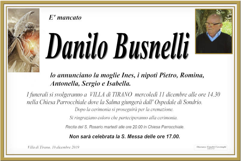 necrologio Busnelli Danilo