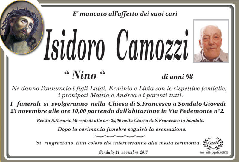 necrologio Camozzi Isidoro