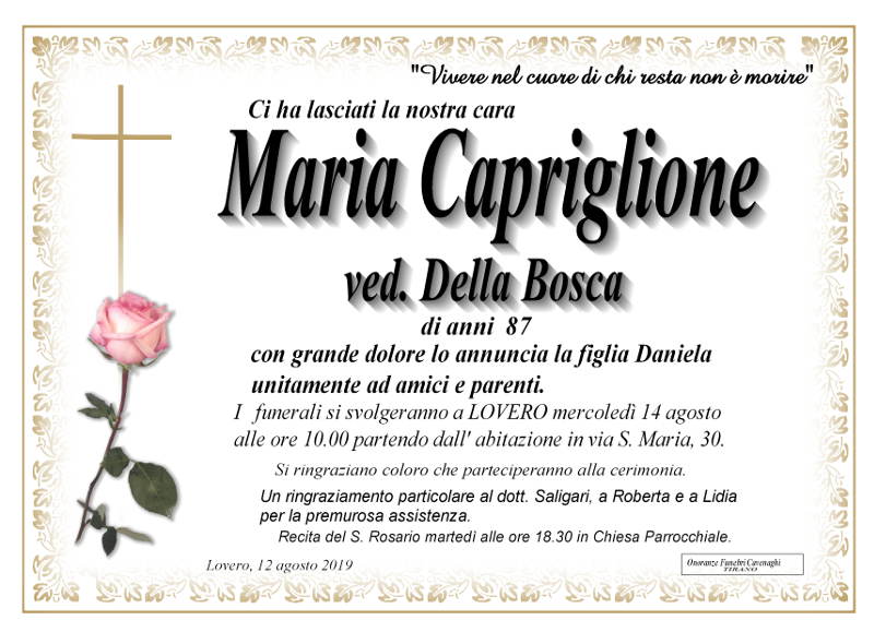 necrologio Capriglione Maria