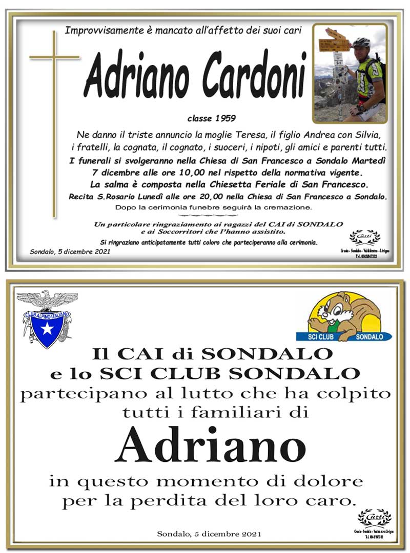necrologio Cardoni Adriano