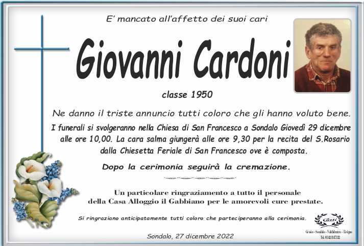 necrologio cardoni giovanni