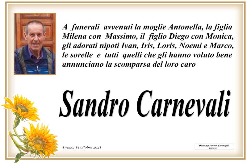 necrologio Carnevali Sandro