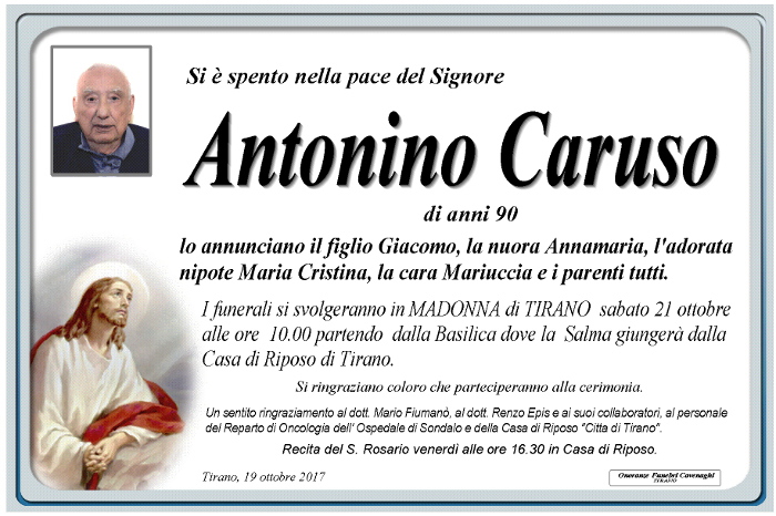 Necrologio Caruso Antonino