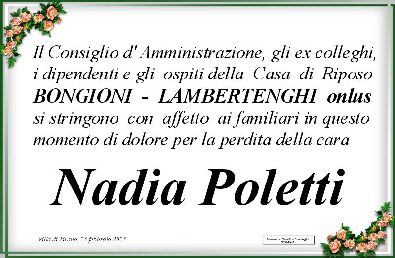 Casa di Riposo Bongioni Lambertenghi per Poletti Nadia