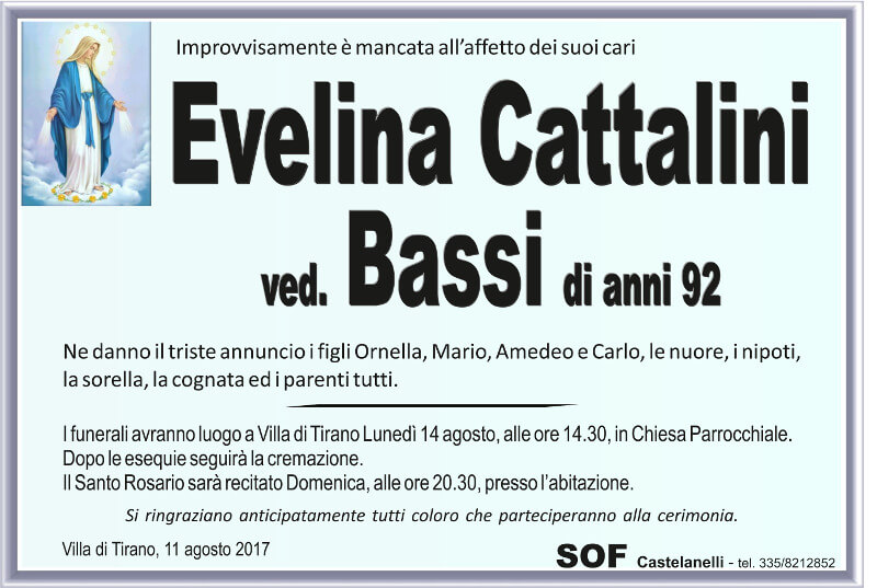 necrologio Cattalini Evelina