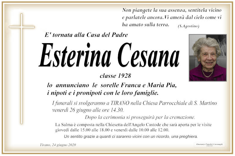 necrologio Cesana Esterina
