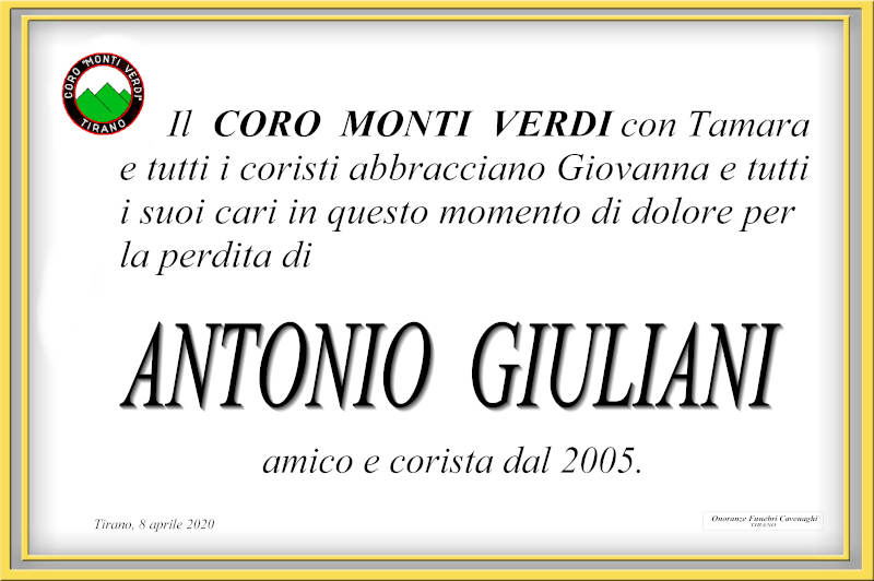 necrologio Giuliani Antonio