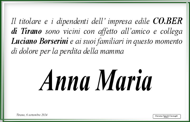 CO.BER partecipazione per Anna Maria Corvi