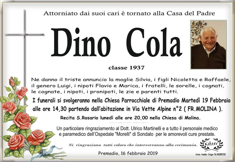 necrologio Cola Dino