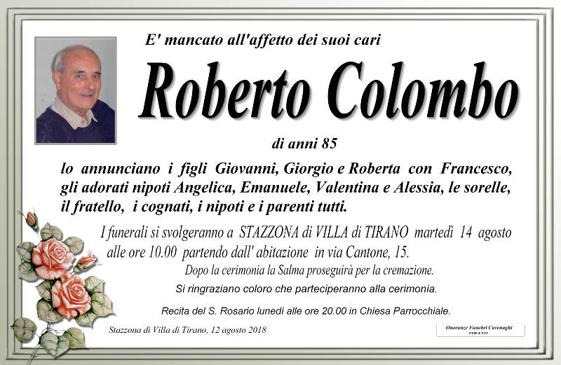 necrologio Colombo Roberto