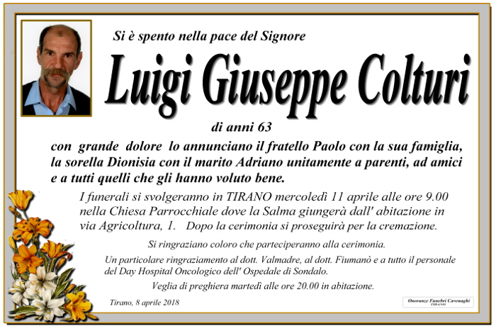 necrologio Colturi Luigi Giuseppe