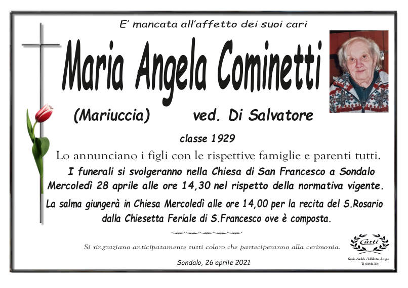 necrologio Cominetti Maria Angela
