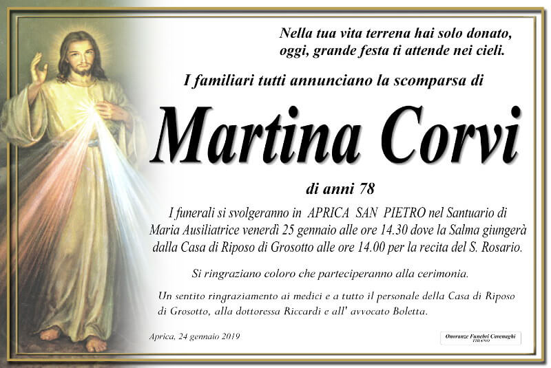 necrologio Corvi Martina