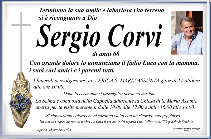 Necrologio Corvi Sergio