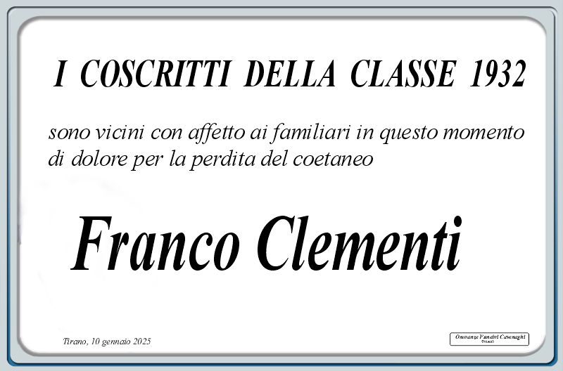 Coscritti del 1932 partecipazione per Clementi Franco